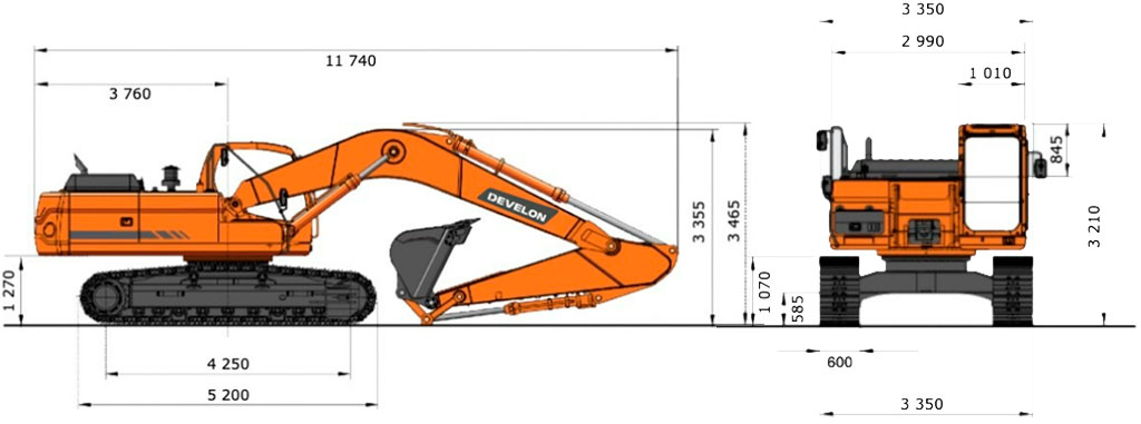 Схема Гусеничный экскаватор Develon (Doosan) DX450LCA-7M